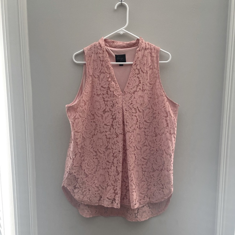 Beige by eco sleeveless lace blouse. Size XL Color peach